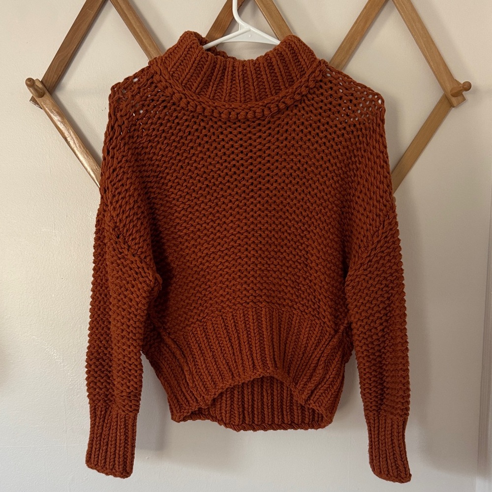 Free People Chunk Knit Sweater - Deep Orange Size XS